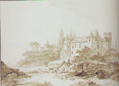 Paysage avec un pont et un vieux château - Jean-Baptiste Le Prince (1734-1781)