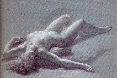 Figure de nue, couchée - Elève de Anne-Louis Girodet-Trioson (1767-1824)